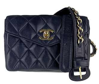 マトラッセ 16㎝ ラムスキン ネイビー ウエストバッグ