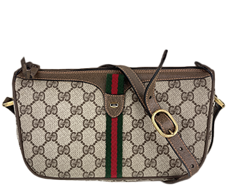 オールドグッチ シェリーライン PVC レザー ブラウン ショルダーバッグ