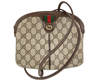 オールドグッチ シェリーライン PVC レザー ベージュ ブラウン ショルダーバッグ