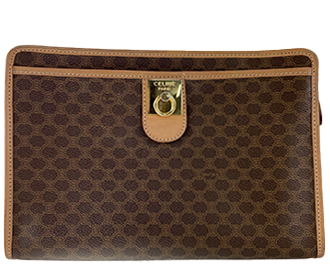 マカダム PVC レザー ブラウン クラッチバッグ