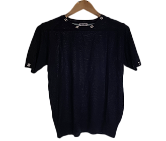 CCロゴ コットン 半袖 ニット シャツ