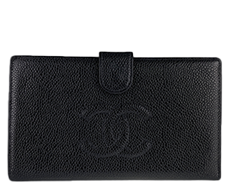キャビアスキン CCロゴ ブラック 二つ折り 長財布