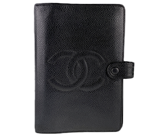 キャビアスキン CCロゴ ブラック 5穴 手帳カバー