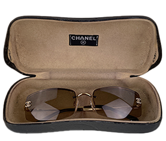 メタル ラインストーン ブラウン ゴールド リムレス サングラス