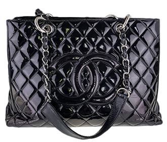 マトラッセ パテント ブラック チェーン トートバッグ