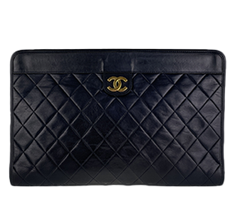 マトラッセ ラムスキン ブラック クラッチバッグ