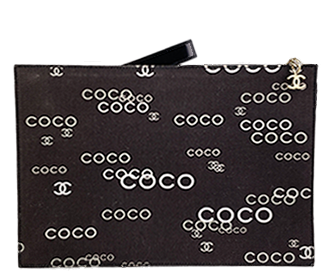 CCロゴ キャンバス レザー ブラック クラッチバッグ