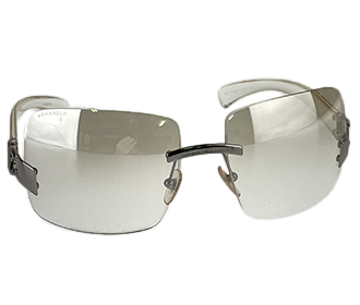 カメリア CCロゴ プラスチック ブラウン リムレス サングラス