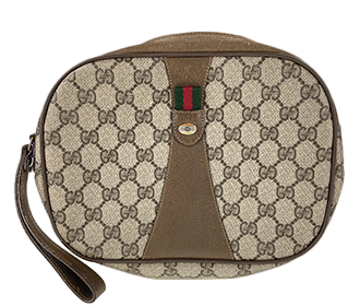 オールドグッチ シェリーライン PVC レザー ベージュ ブラウン クラッチバッグ