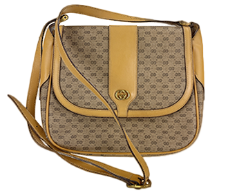 マイクロGG PVC レザー ベージュ ブラウン ショルダーバッグ