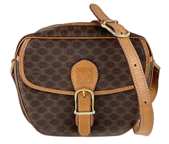 マカダム PVC レザー ブラウン ショルダーバッグ