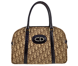 トロッター キャンバス レザー ブラウン ベージュ ハンドバッグ