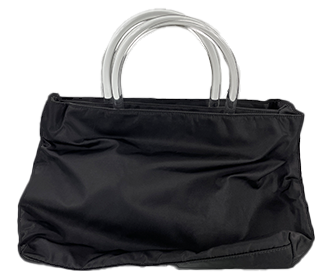 ナイロン キャンバス プラスチック ブラック クリアハンドル ハンドバッグ