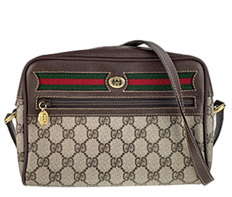 オールドグッチ シェリーライン PVC レザー ベージュ ブラウン ショルダーバッグ