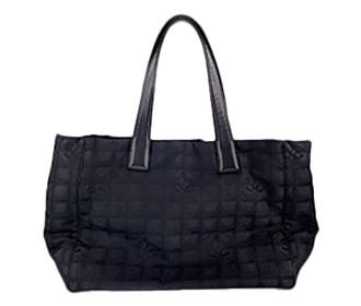 ニュートラベルライン ナイロンジャガード レザー ブラック トートバッグ