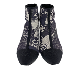 カメリア カーフスキン グログラン ネイビー ブラック ショート ブーツ