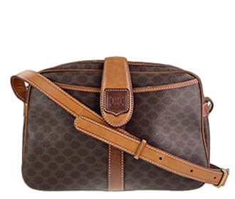 マカダム PVC レザー ブラウン ショルダーバッグ