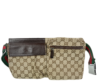 オールドグッチ シェリーライン GGキャンバス レザー ベージュ ブラウン ウエストバッグ