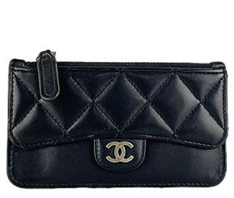 クラシック マトラッセ ラムスキン ブラック ジップ カードケース