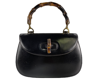 バンブー レザー ブラック ハンドバッグ