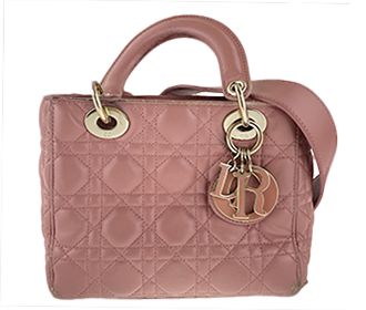 マイレディディオール カナージュ ラムスキン ピンク 2WAY ハンドバッグ