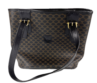 マカダム PVC レザー ブラック トートバッグ