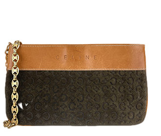 Cマカダム スエード レザー ブラウン チェーン 2WAY ハンドバッグ