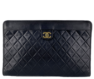 マトラッセ ラムスキン ブラック クラッチバッグ