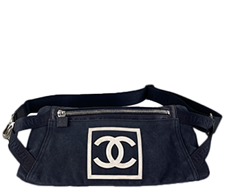 スポーツライン CCロゴ キャンバス レザー ブラック ウエストバッグ